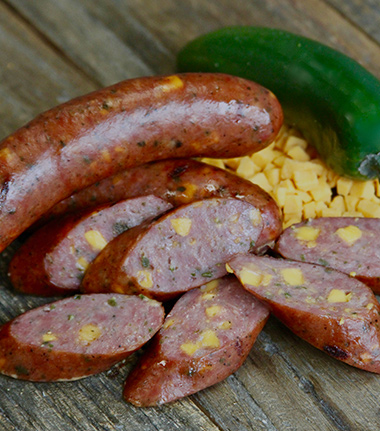 Pretzel Wrapped Bovine & Swine Jalapeno Cheddar Sausage